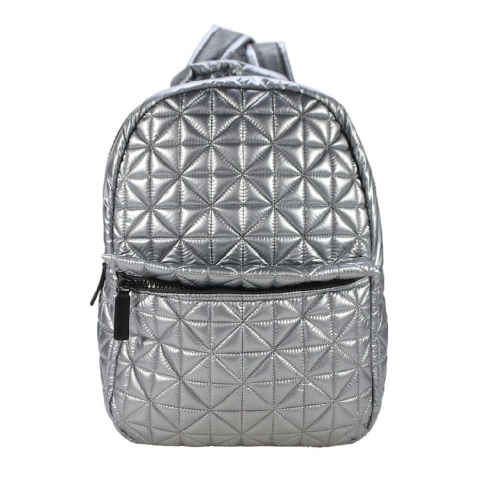 Vee Collective Womens Quilted Texture Backpack Shoulder Handbag Silver